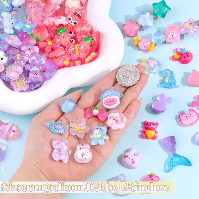 Glitzest 100PCS TINKRSTUFF Slime Charms Jelly Cute Flatback Resin Charms For Slime, Random Kawaii Decoden Charm for Embellishments Phone Junk Case Charms Bulk, Scrapbooking Crafting & DIY Decor(4 Color Series) - Image 2